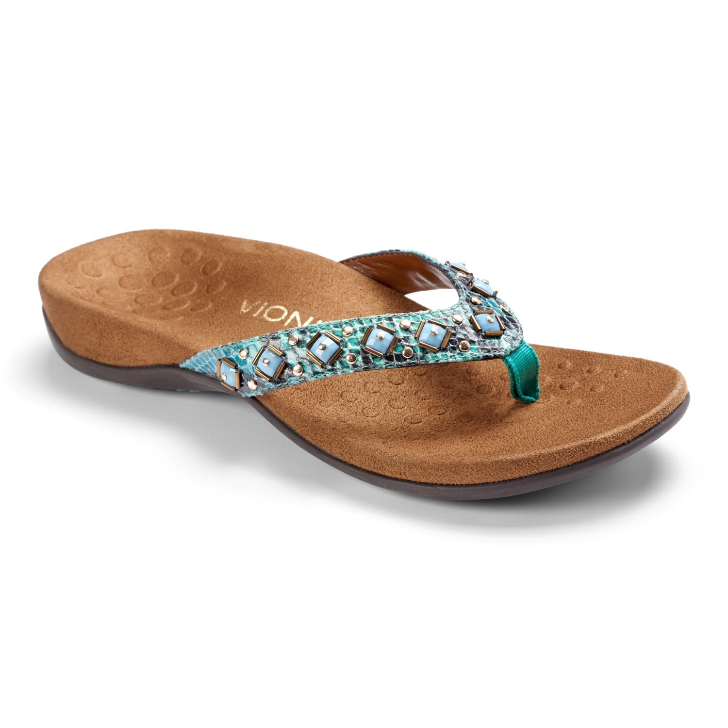 Vionic Floriana Women's Thong Sandals - Teal Snake - 1 main view