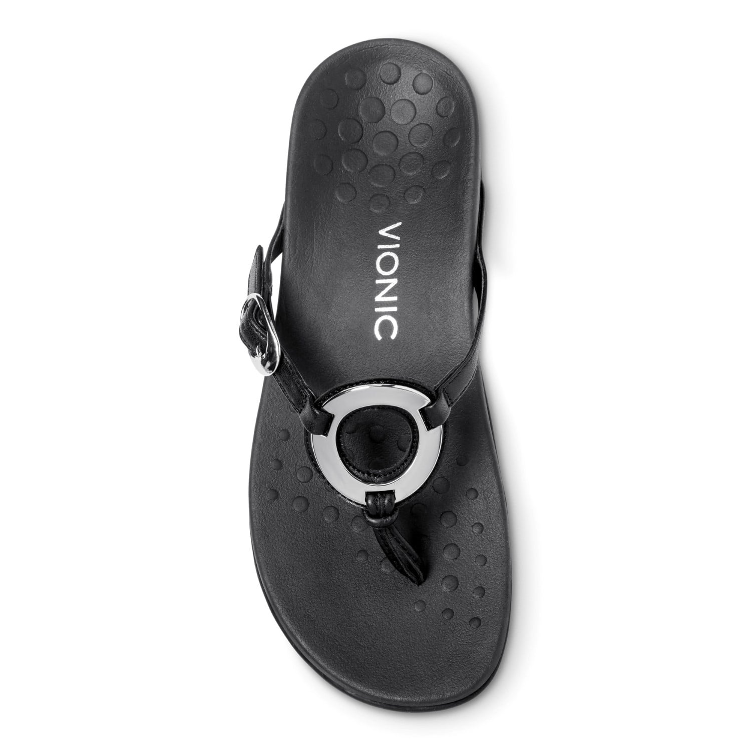 Vionic Karina Women's Toe-post Supportive Sandal - Black - 3 top view