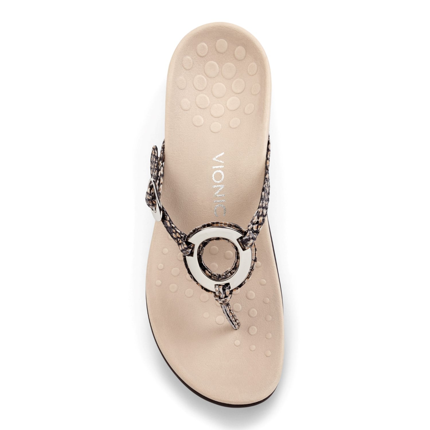 Vionic Karina Women's Toe-post Supportive Sandal - Natural Snake - 3 top view