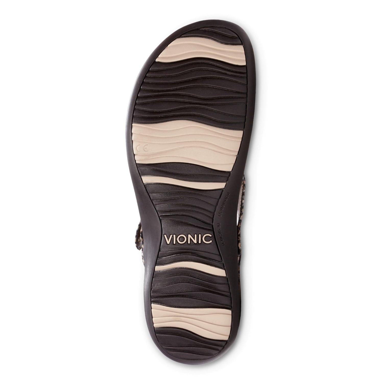Vionic Karina Women's Toe-post Supportive Sandal - Natural Snake - 7 bottom view