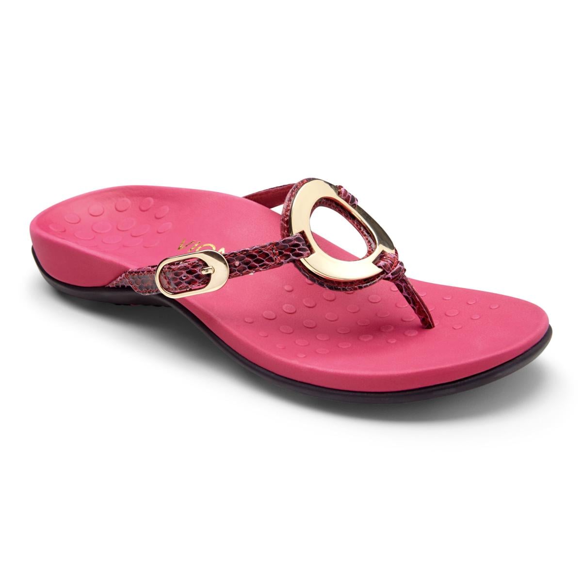 Vionic Karina Women's Toe-post Supportive Sandal - Raspberry Snake - 1 main view