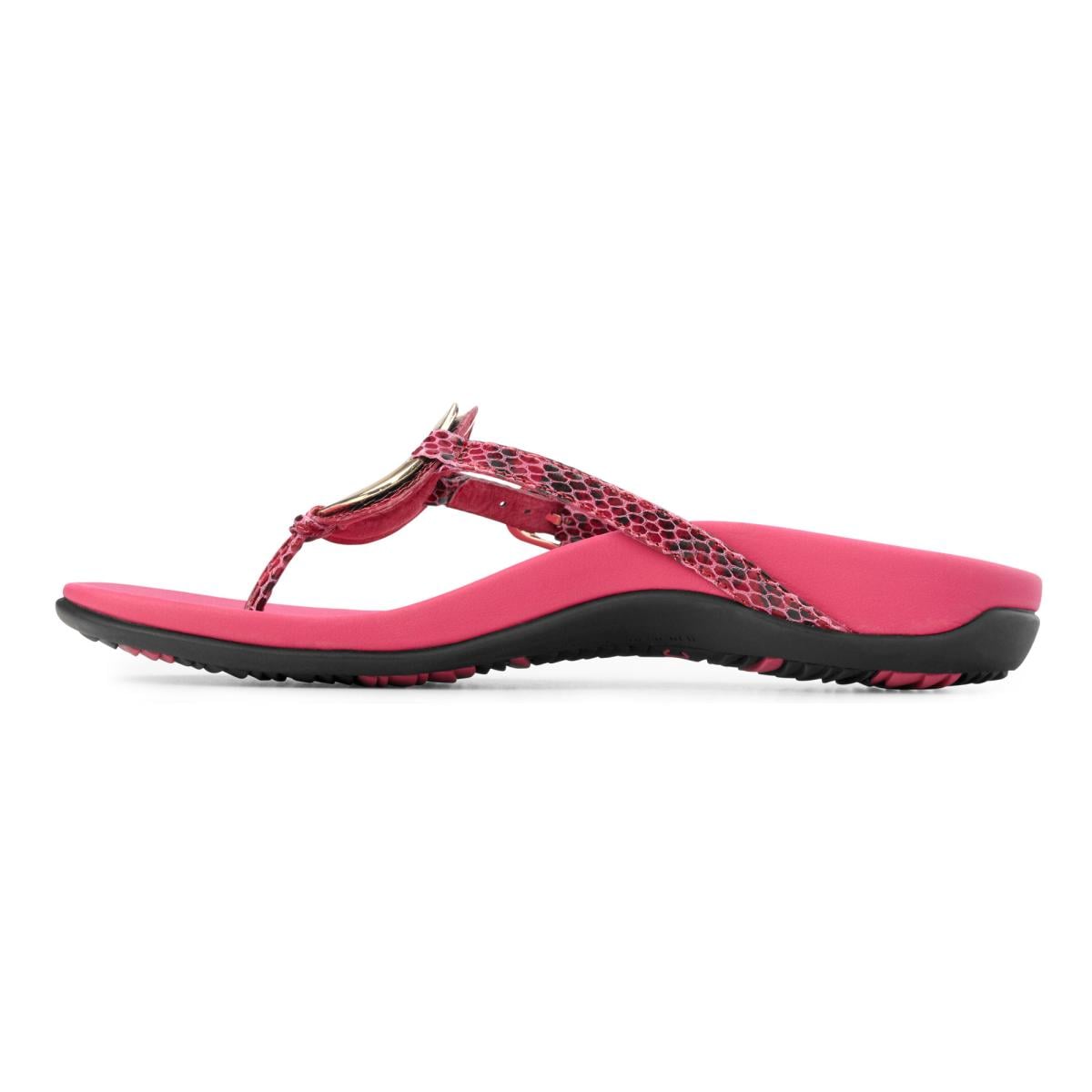 Vionic Karina Women's Toe-post Supportive Sandal - Raspberry Snake - 2 left view