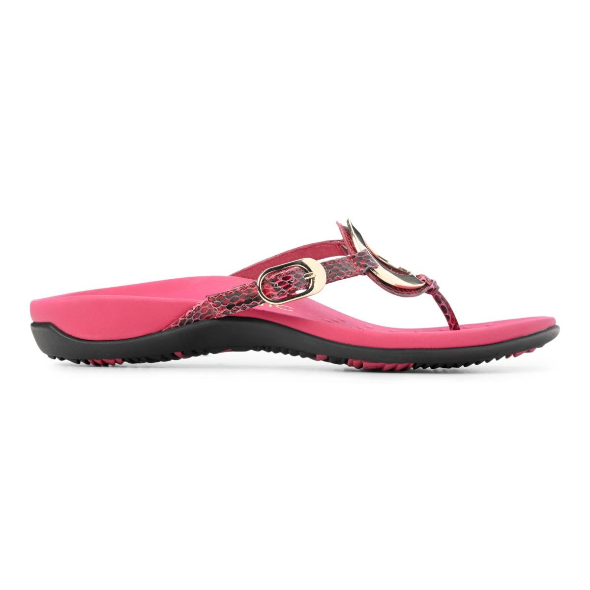 Vionic Karina Women's Toe-post Supportive Sandal - Raspberry Snake - 4 right view