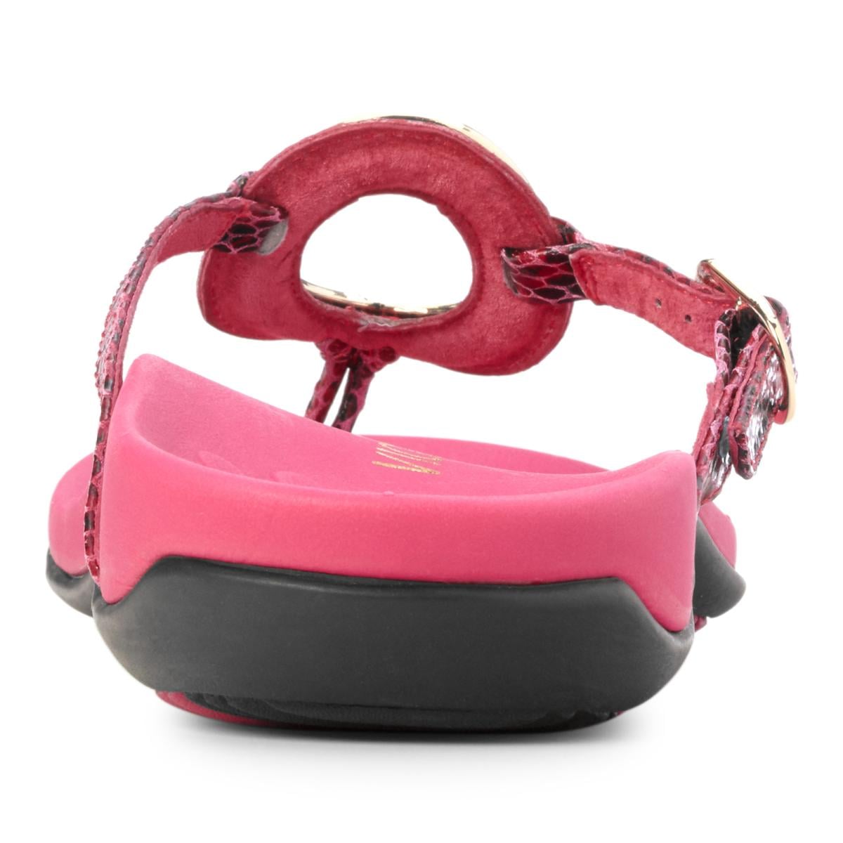 Vionic Karina Women's Toe-post Supportive Sandal - Raspberry Snake - 5 back view