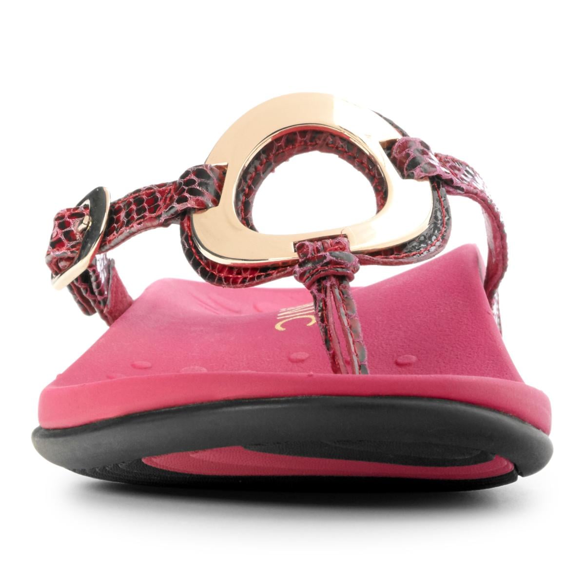Vionic Karina Women's Toe-post Supportive Sandal - Raspberry Snake - 6 front view
