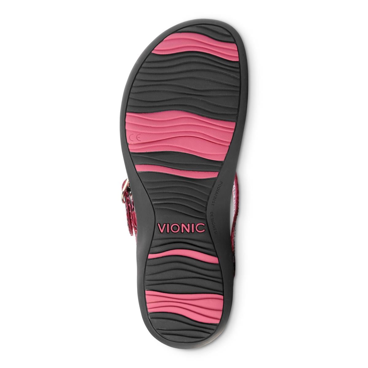 Vionic Karina Women's Toe-post Supportive Sandal - Raspberry Snake - 7 bottom view