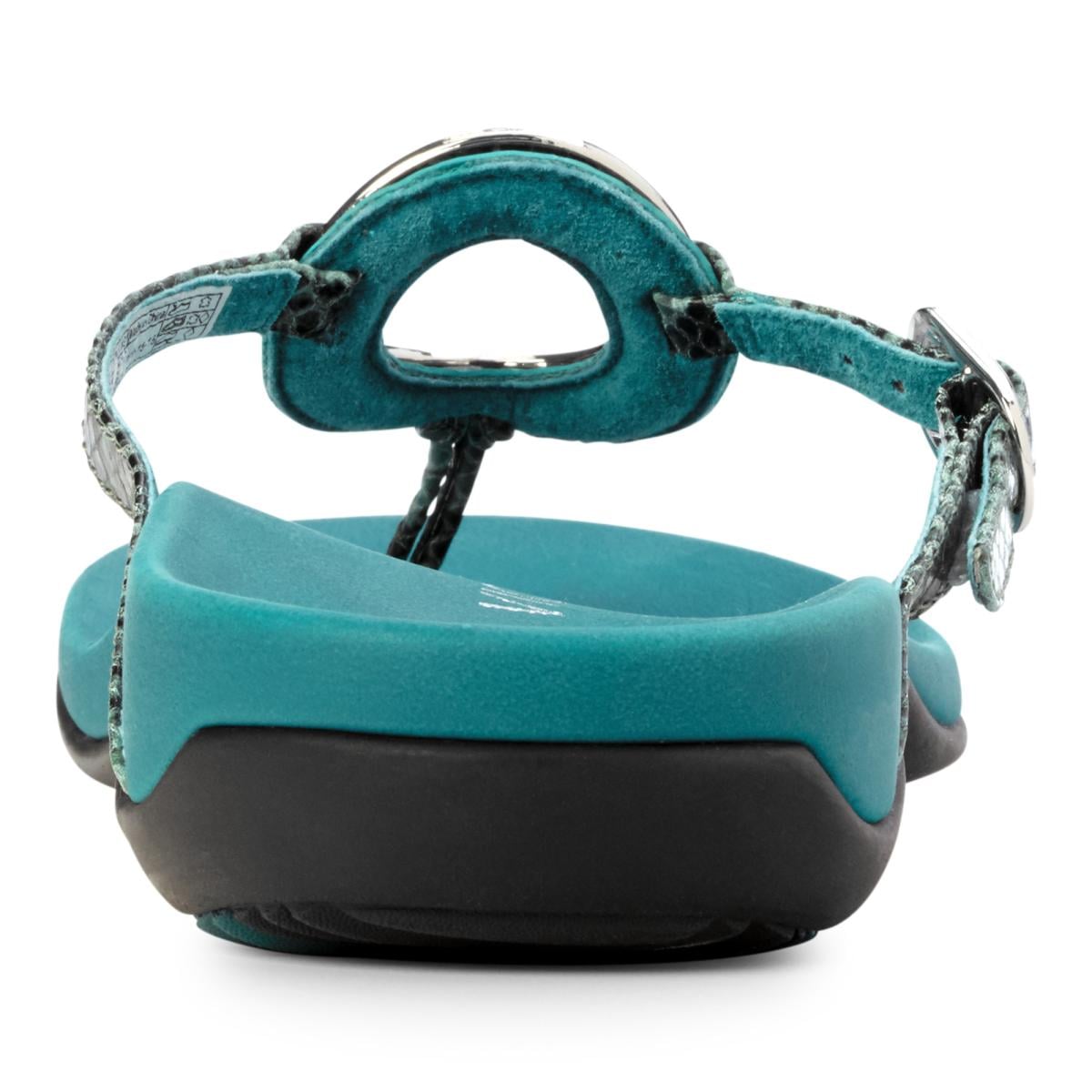 Vionic Karina Women's Toe-post Supportive Sandal - Teal Snake - 5 back view