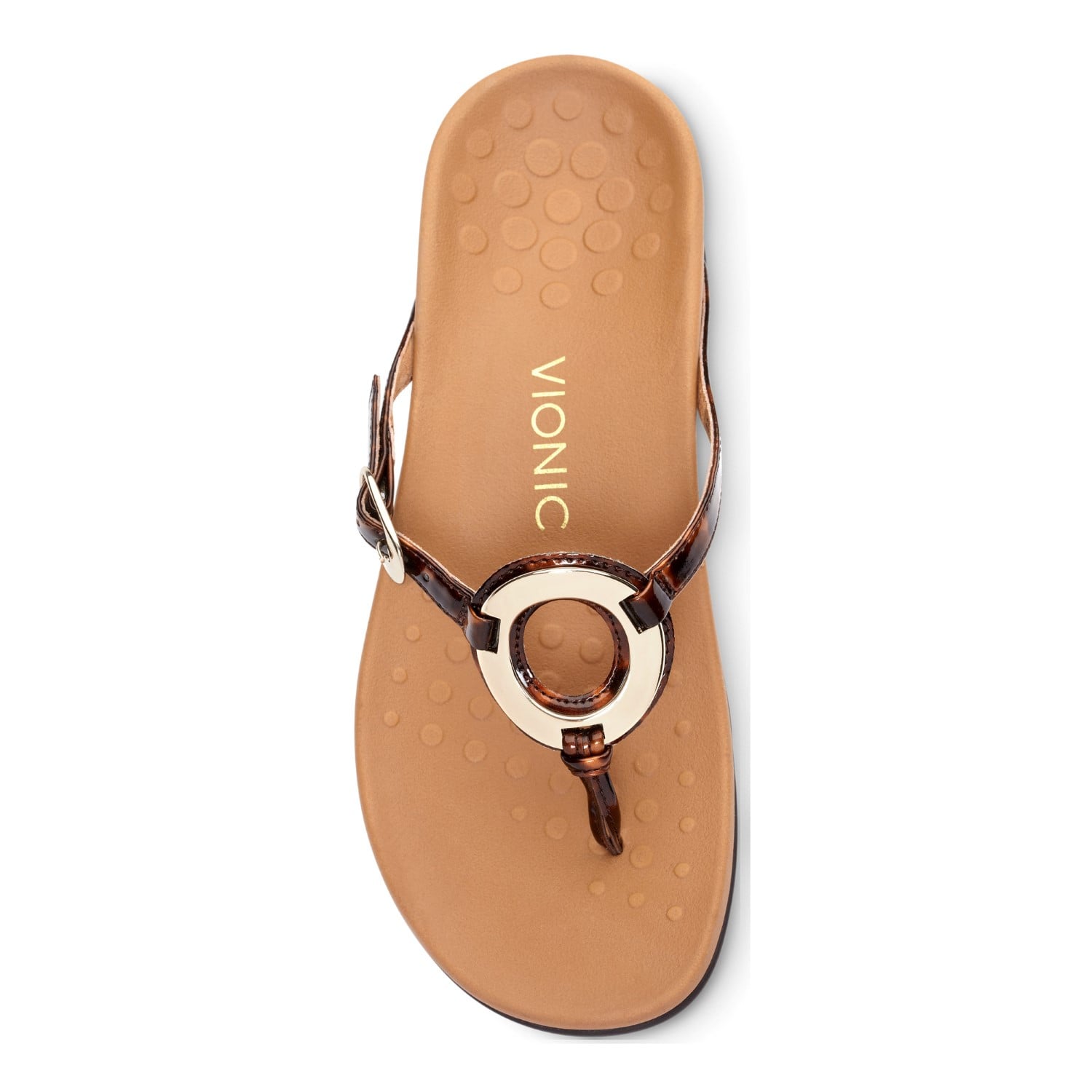 Vionic Karina Women's Toe-post Supportive Sandal - Tortoise - 3 top view