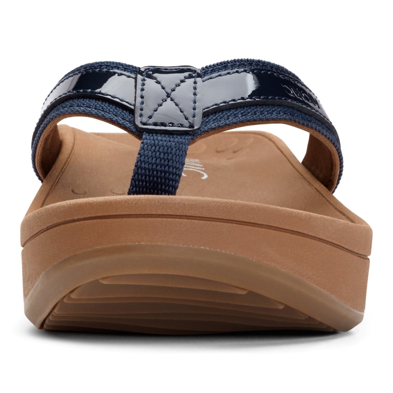 Vionic Pacific High Tide  - Women's Platform Sandal - Navy/Tan - 6 front view