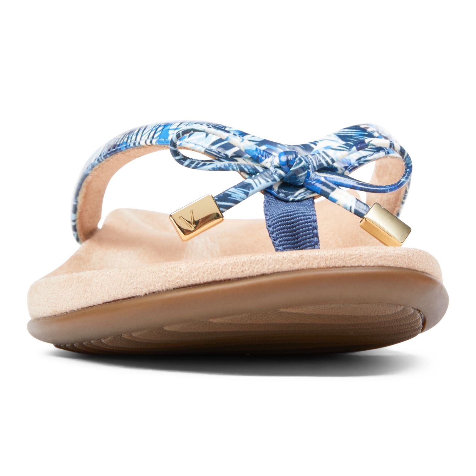 Vionic Bella - Women's Orthotic Thong Sandals - Blue Palm - 6 front view