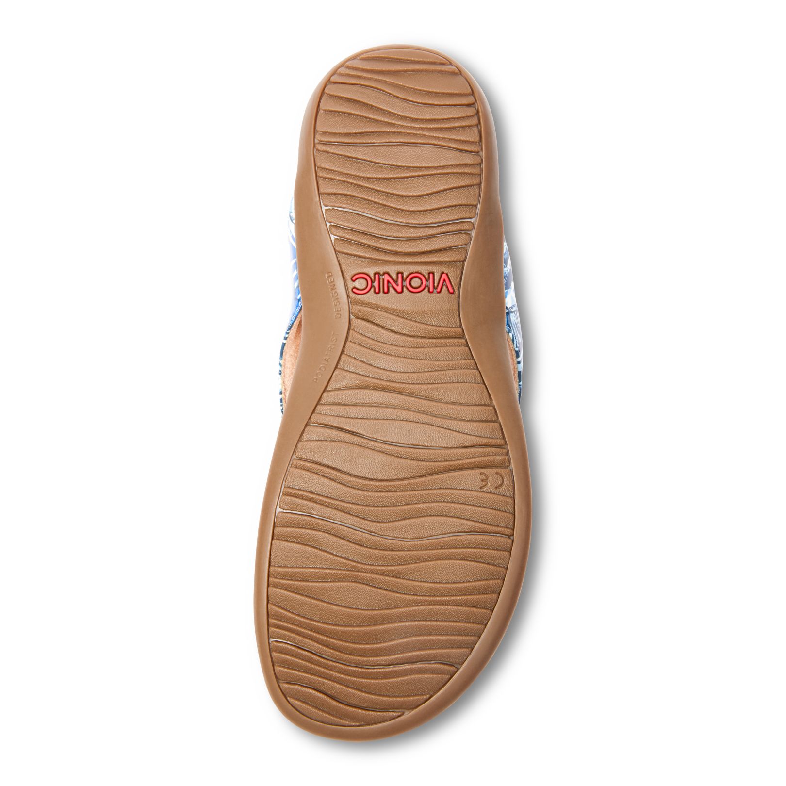 Vionic Bella - Women's Orthotic Thong Sandals - Blue Palm - 7 bottom view