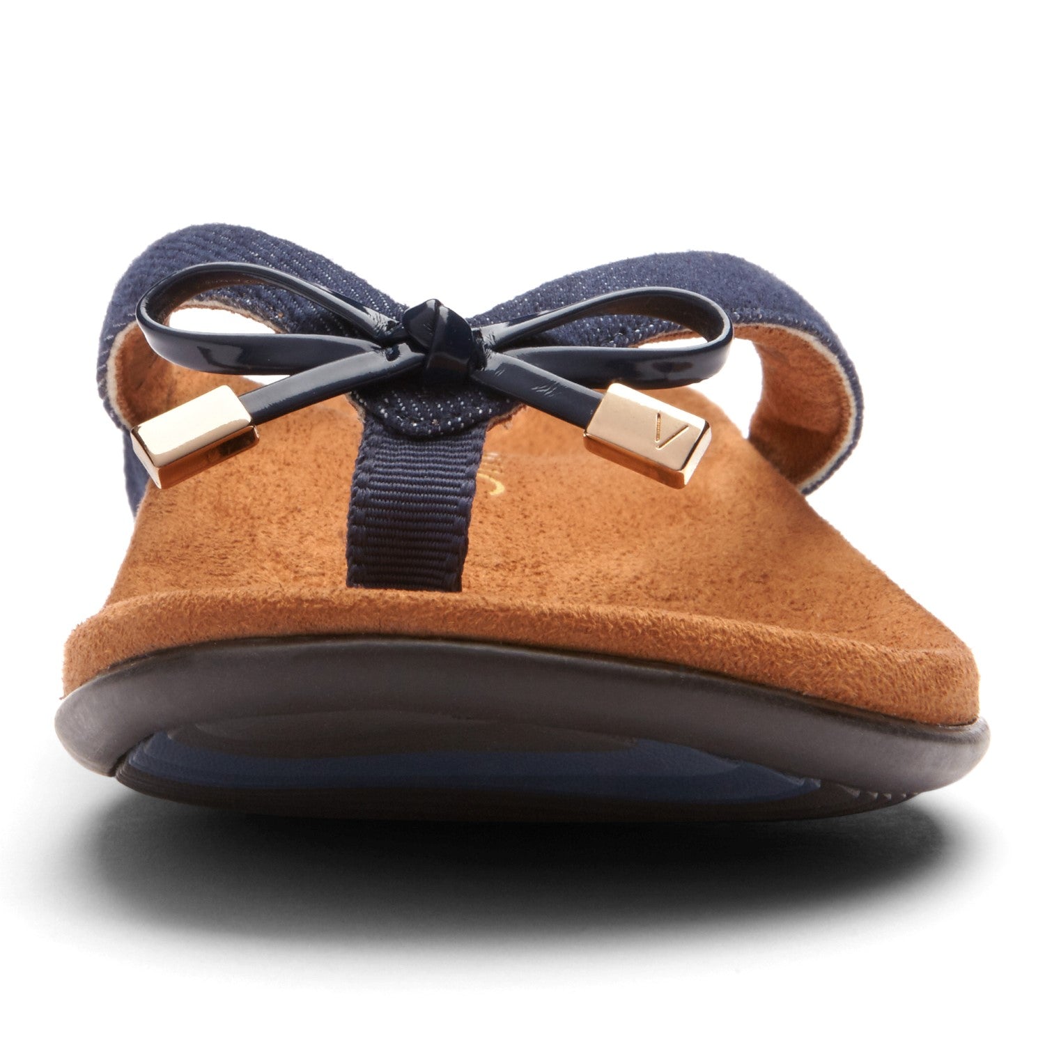 Vionic Bella - Women's Orthotic Thong Sandals - Denim - 6 front view