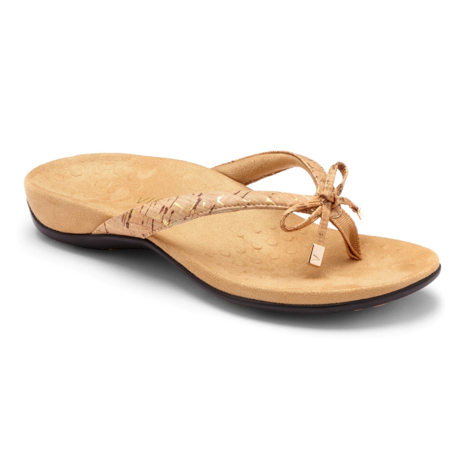 Vionic Bella - Women's Orthotic Thong Sandals in Gold Cork