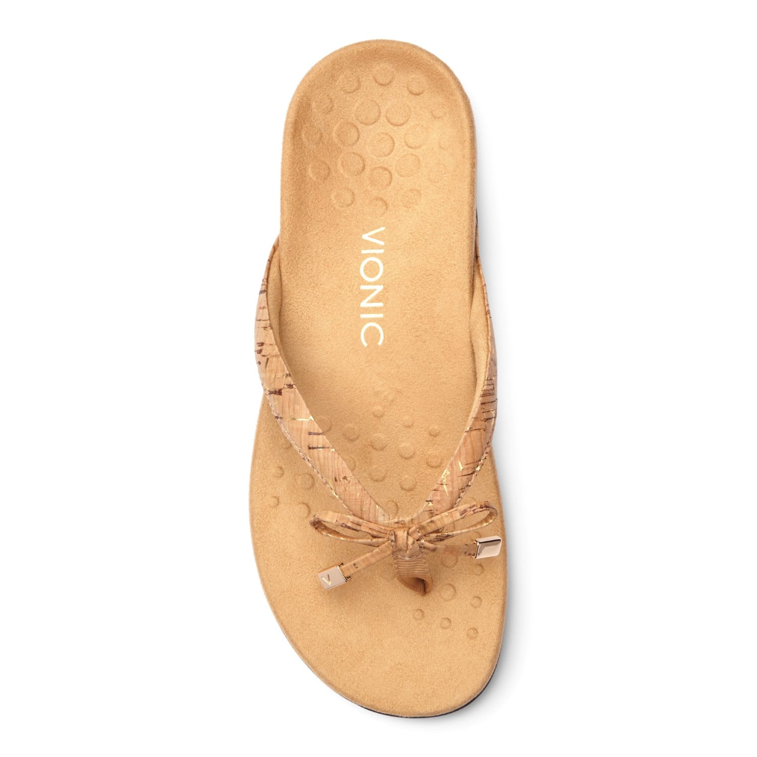 Vionic Bella - Women's Orthotic Thong Sandals - Gold Cork - 3 top view