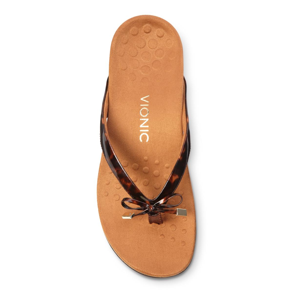 Vionic Bella - Women's Orthotic Thong Sandals - Tortoise - 3 top view