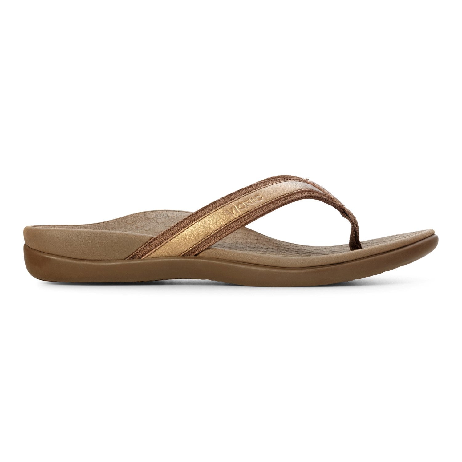 Vionic Tide II - Women's Leather Orthotic Sandals - Orthaheel - Bronze Metallic - 4 right view