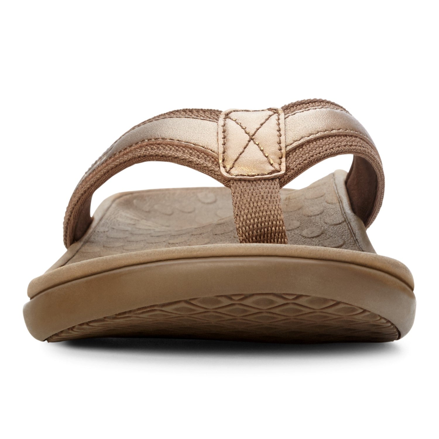 Vionic Tide II - Women's Leather Orthotic Sandals - Orthaheel - Bronze Metallic - 6 front view
