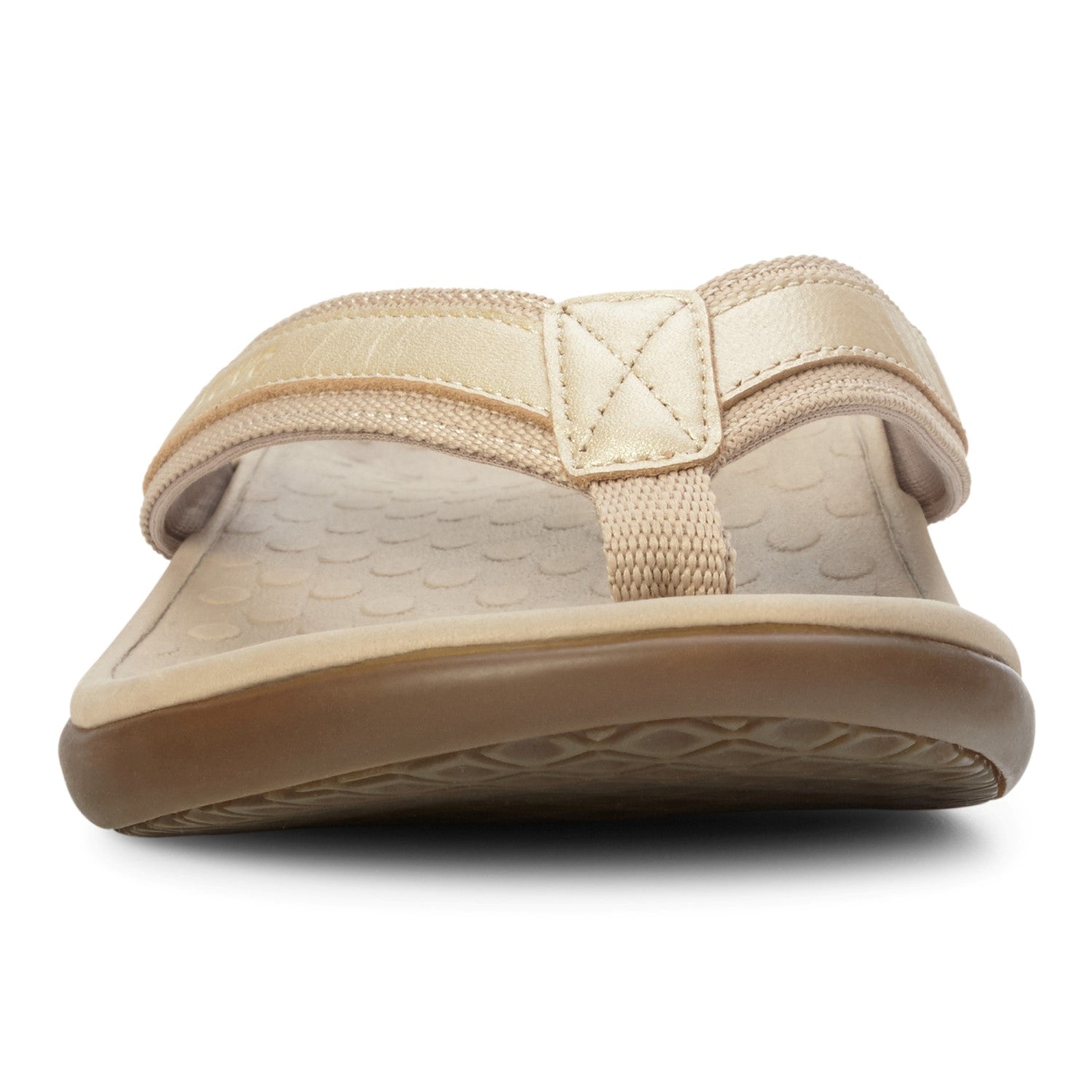 Vionic Tide II - Women's Leather Orthotic Sandals - Orthaheel - Gold Metallic- 6 front view