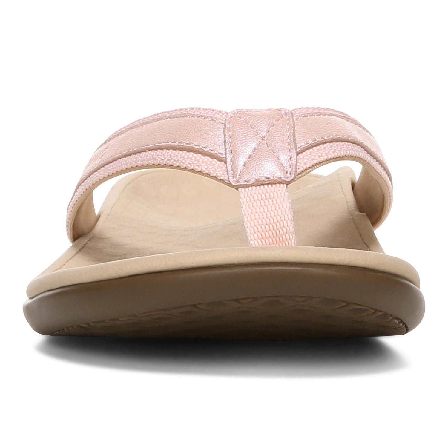Vionic Tide II - Women's Leather Orthotic Sandals - Orthaheel - Pale Blush - 6 front view