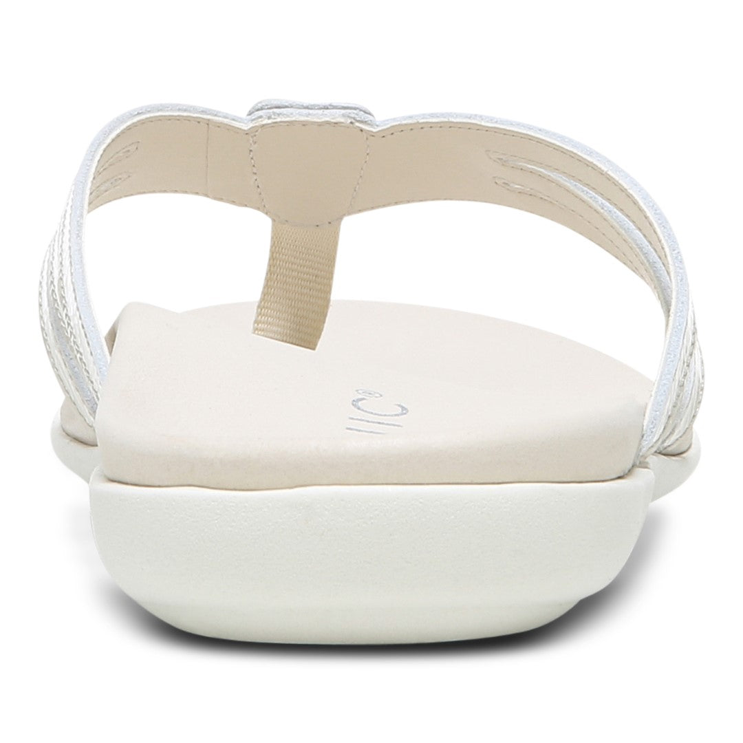 Vionic Alta Women's Toe Post Orthotic Sandals - Cream Crinkle Ptnt - Back