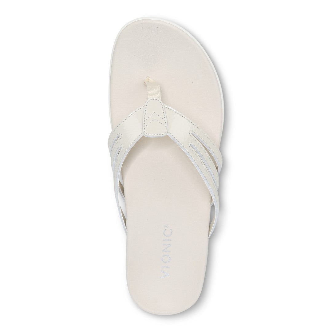 Vionic Alta Women's Toe Post Orthotic Sandals - Cream Crinkle Ptnt - Top