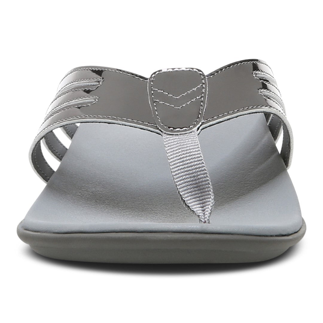 Vionic Alta Women's Toe Post Orthotic Sandals - Pewter Metallic - Front