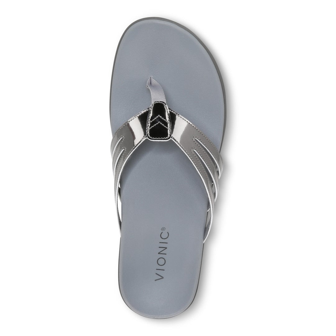 Vionic Alta Women's Toe Post Orthotic Sandals - Pewter Metallic - Top