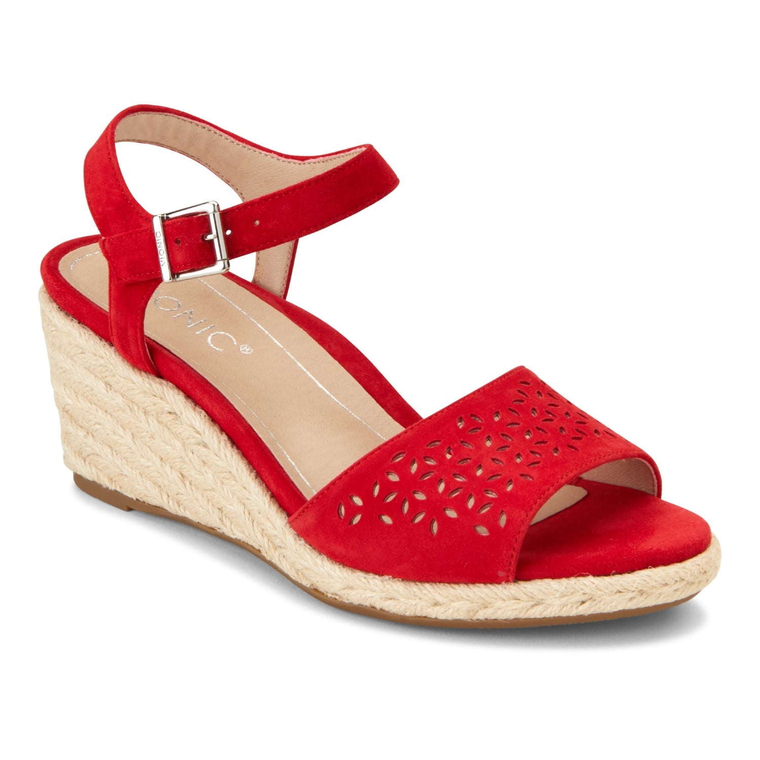 Vionic Ariel Women's Wedge Supportive Sandal in Cherry