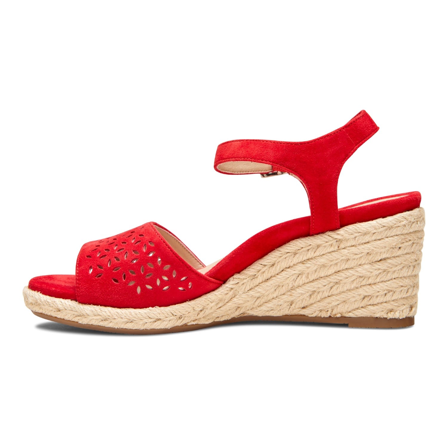 Vionic Ariel Women's Wedge Supportive Sandal - Cherry - 2 left view