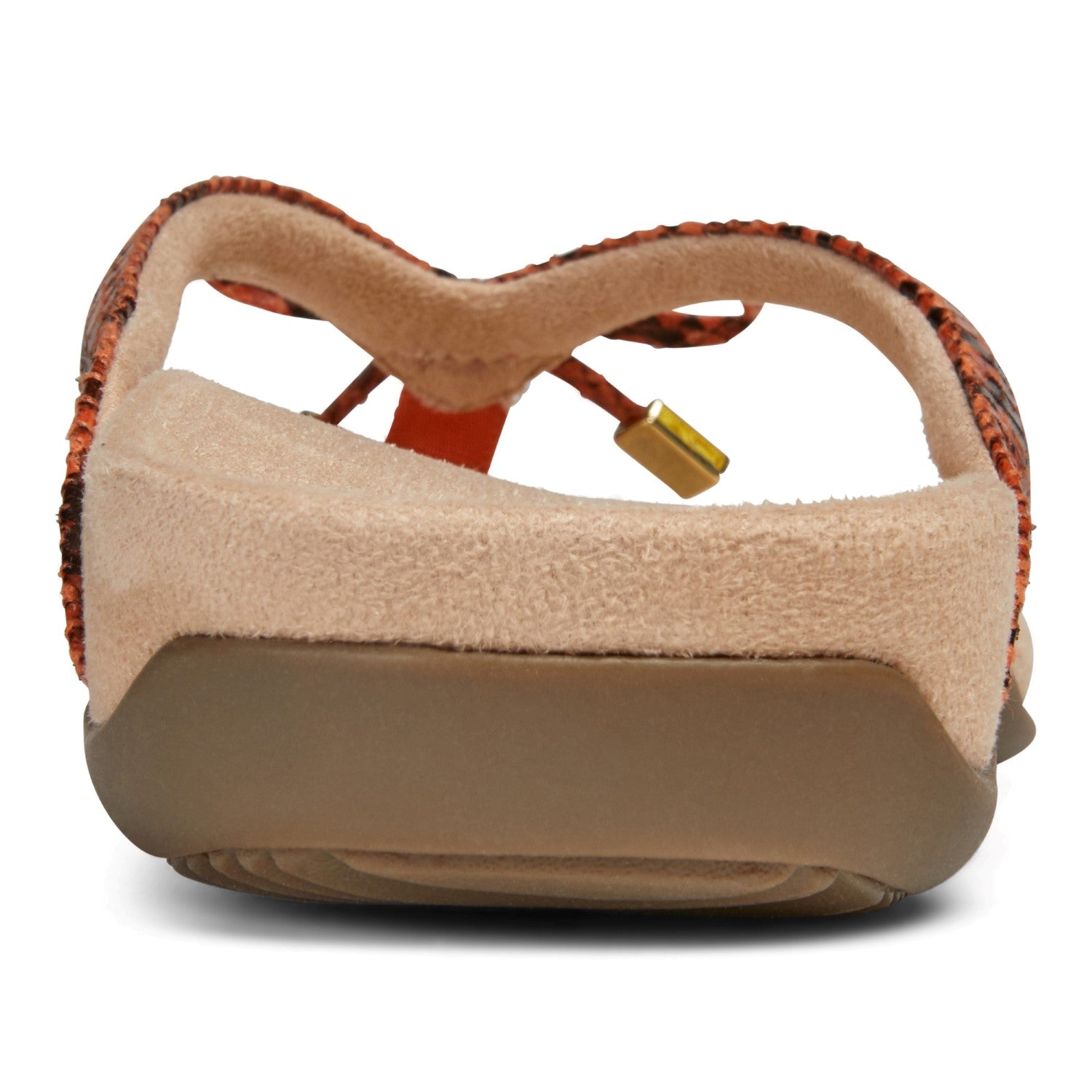 Vionic Bella - Women's Orthotic Thong Sandals - Clementine Snake 5 back view