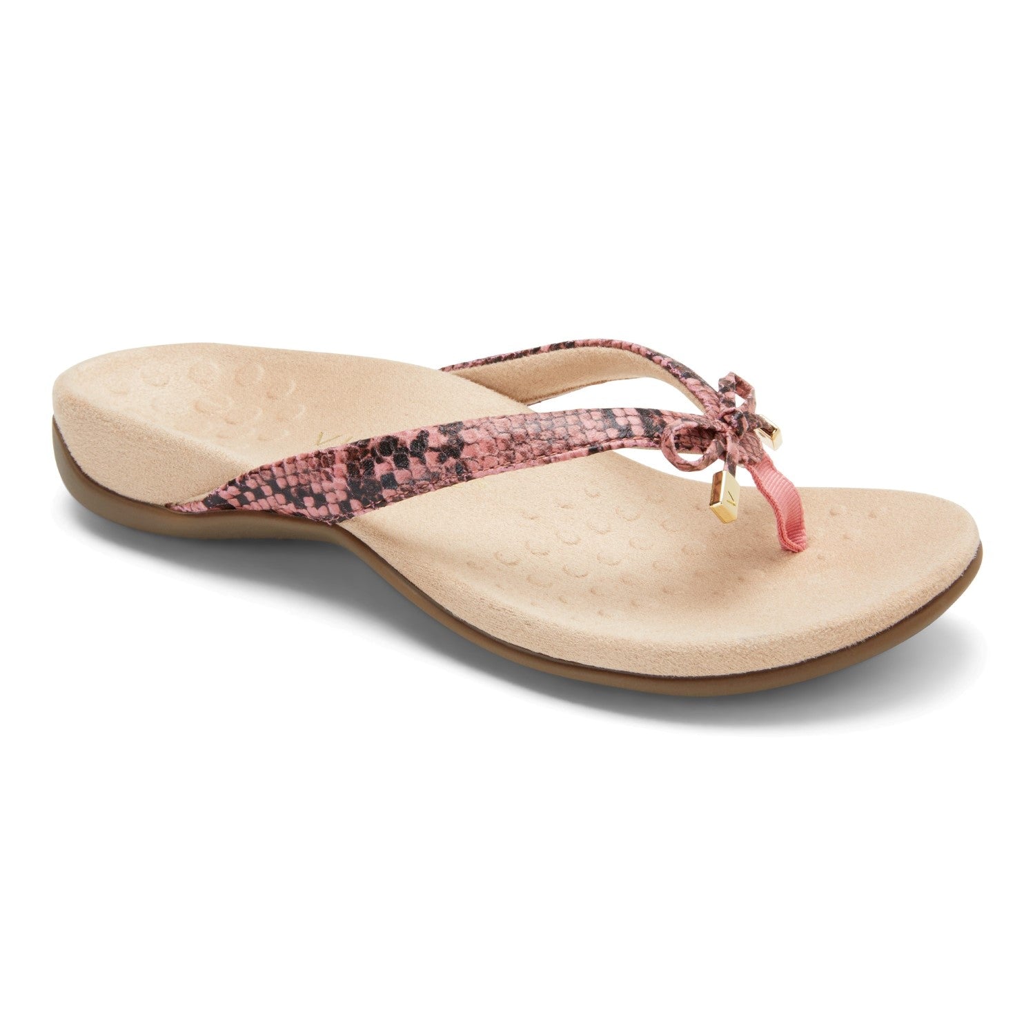 Vionic Bella - Women's Orthotic Thong Sandals - Pink Snake 1 profile view