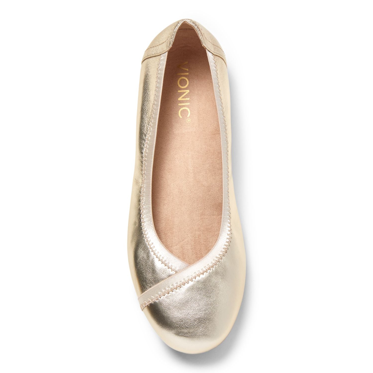 Vionic Spark Caroll - Women's Ballet Flat - Champagne Metallic - 3 top view