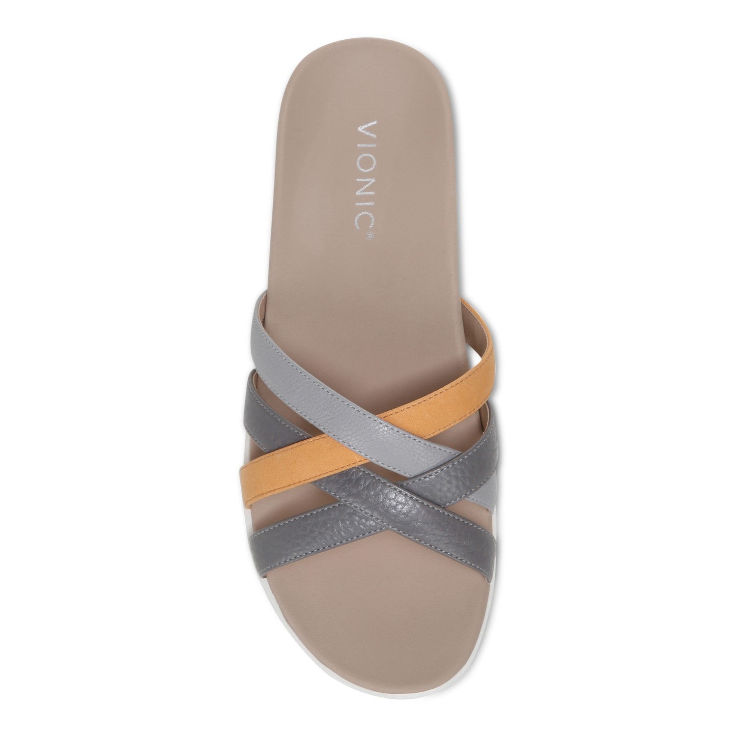 Vionic Dava Women's Orthotic Slide Sandal - Light Grey - 3 top view