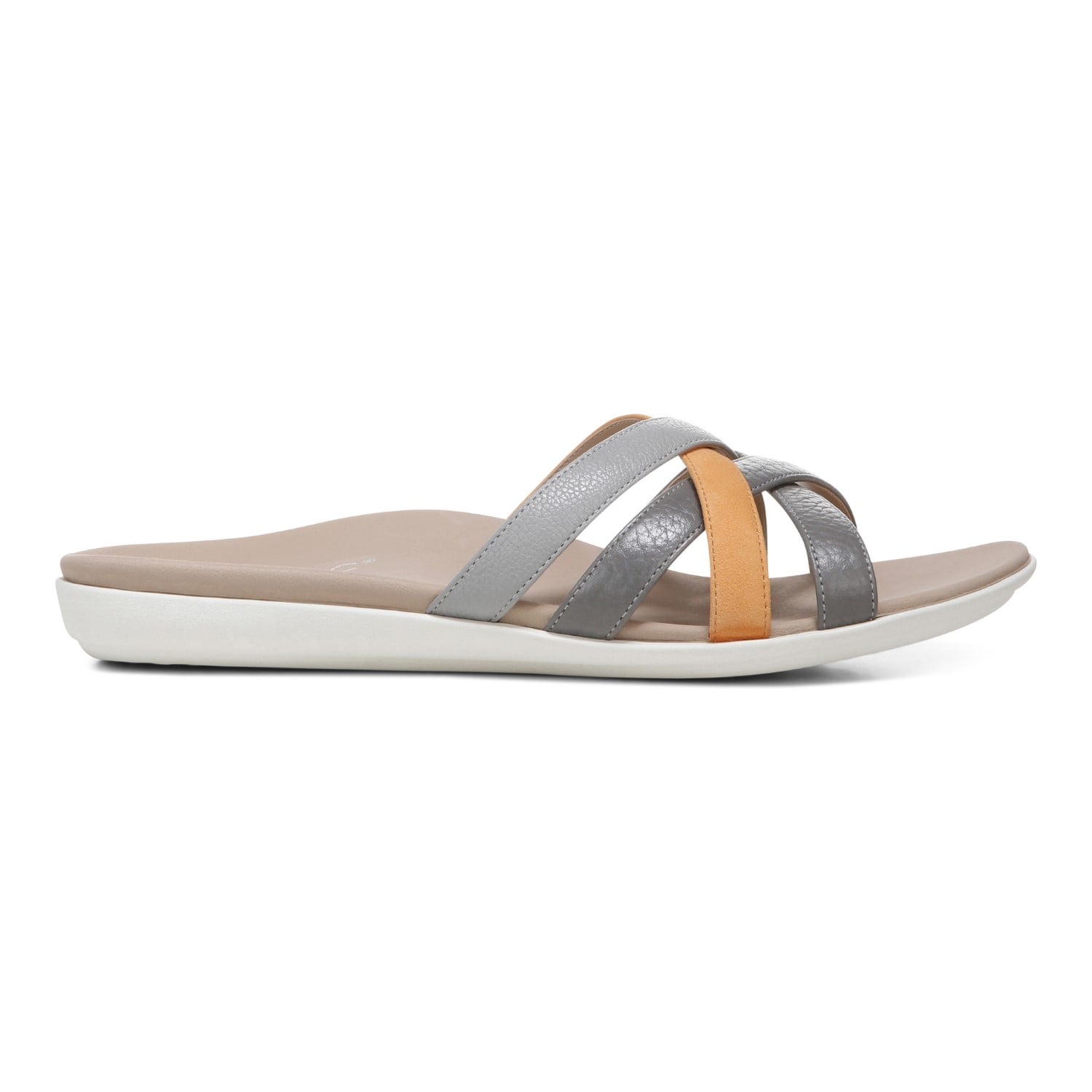 Vionic Dava Women's Orthotic Slide Sandal - Light Grey - 4 right view