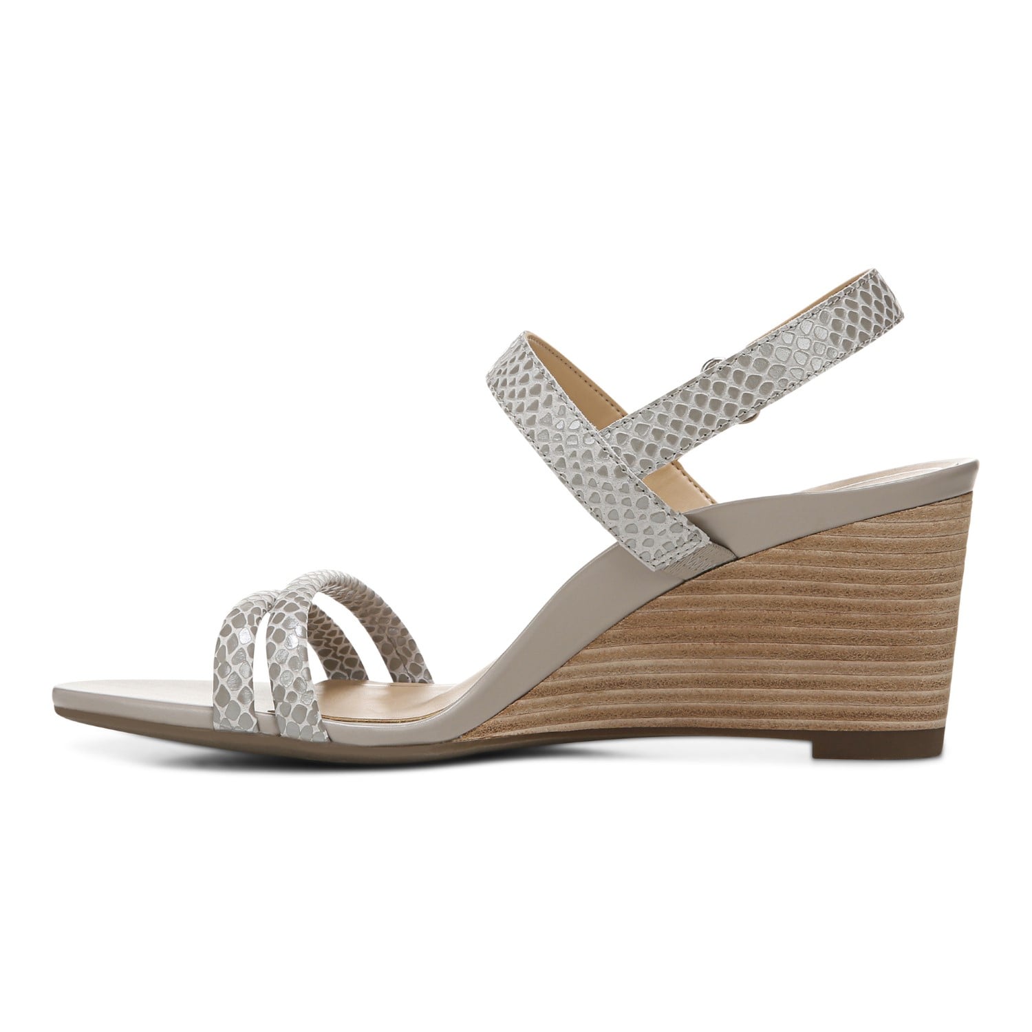 Vionic Emmy Woemn's Backstrap Wedge Sandal - 2 left view - Aluminum