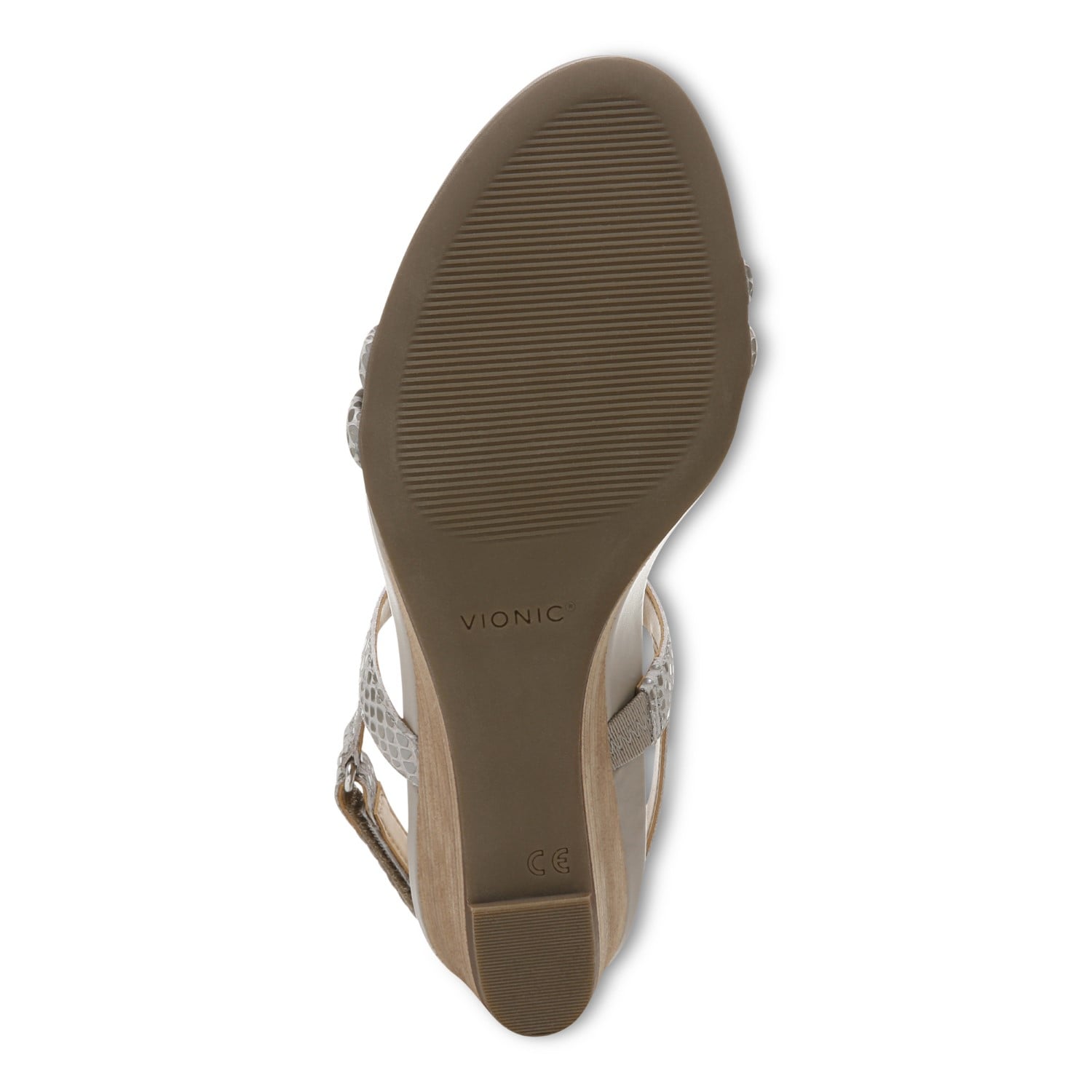 Vionic Emmy Woemn's Backstrap Wedge Sandal - 7 bottom view - Aluminum