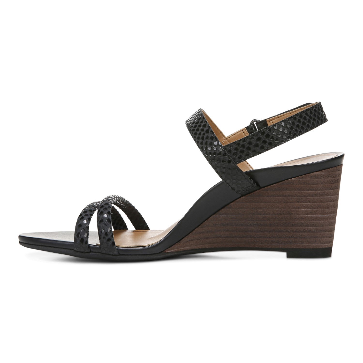 Vionic Emmy Woemn's Backstrap Wedge Sandal - 2 left view - Black