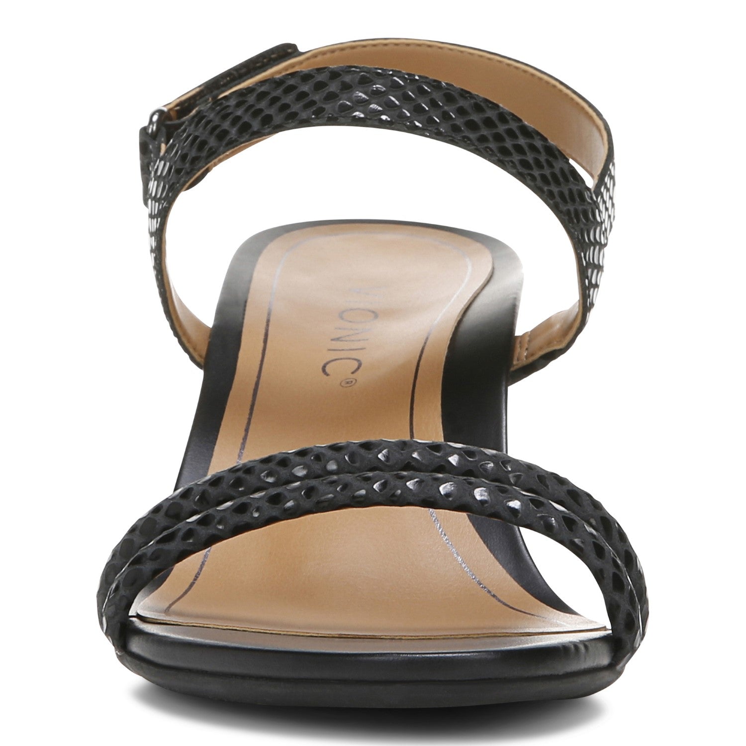 Vionic Emmy Woemn's Backstrap Wedge Sandal - 6 front view - Black