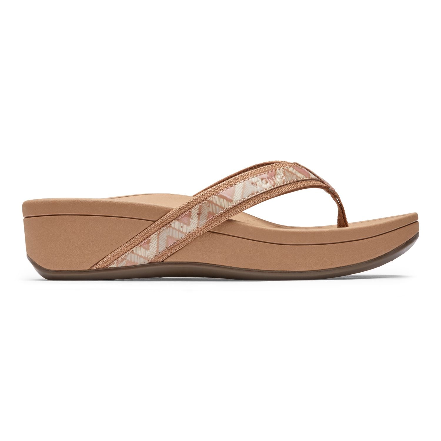 Vionic Pacific High Tide  - Women's Platform Sandal - Dusty Pink Chevron