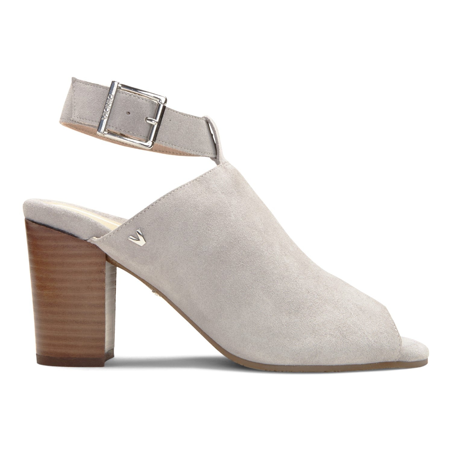Vionic Kaia Women's Stacked Heel Sandal - Light Grey - 4 right view