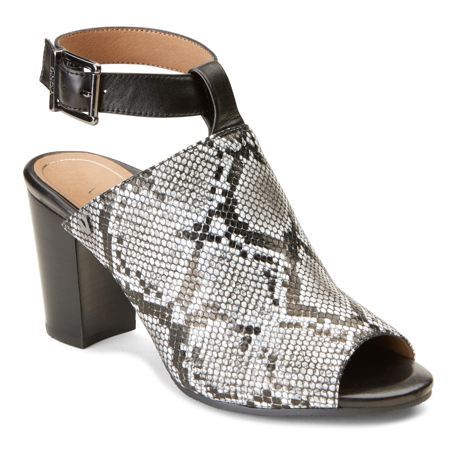 Vionic Kaia Women's Stacked Heel Sandal in Natural Snake
