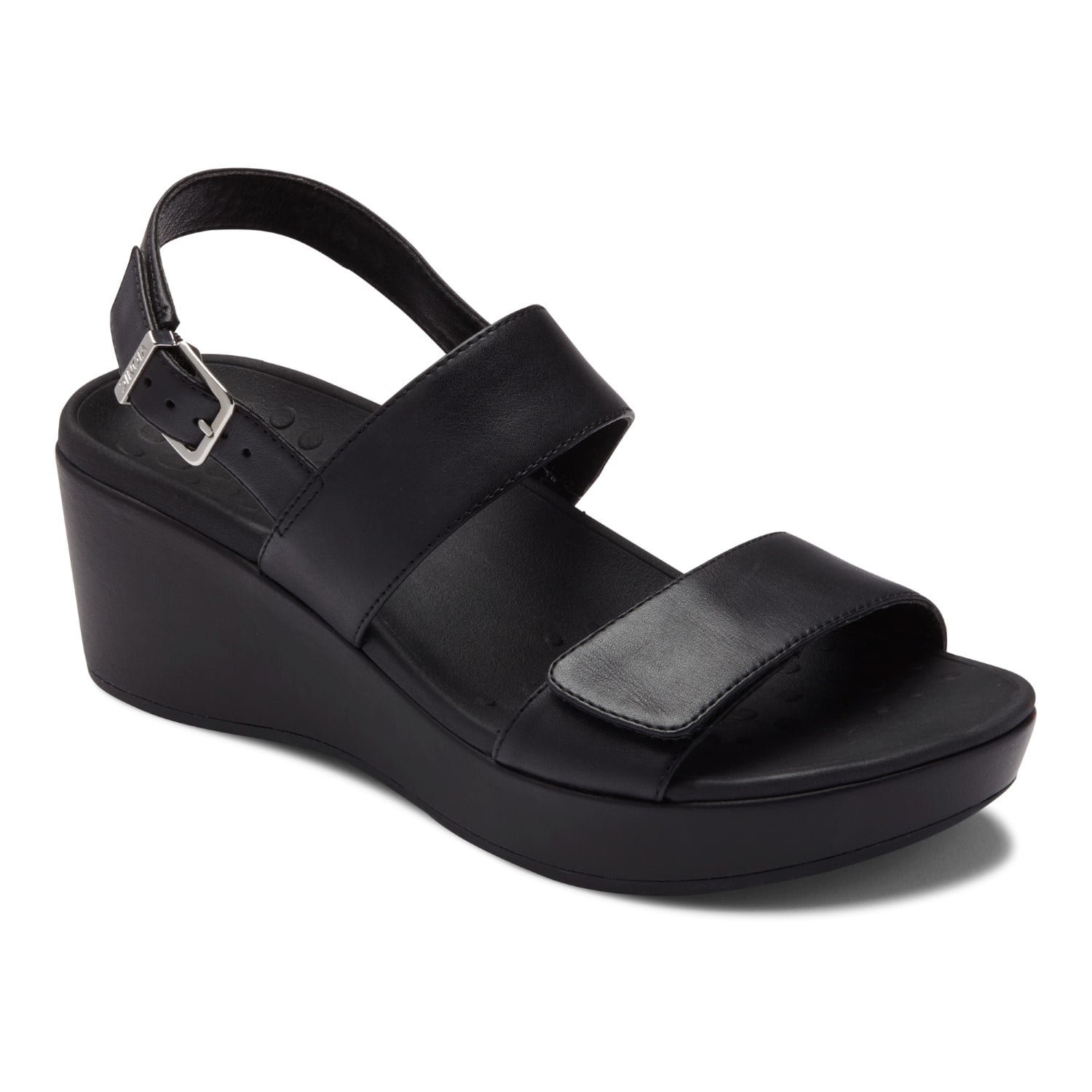 Vionic Lovell Women's Adjustable Strap Wedge Sandal - Black - 1 main view