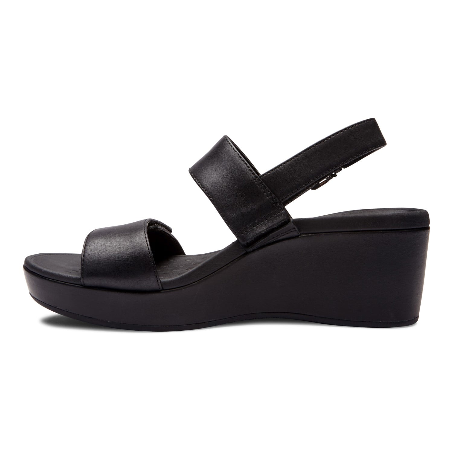 Vionic Lovell Women's Adjustable Strap Wedge Sandal - Black - 2 left view