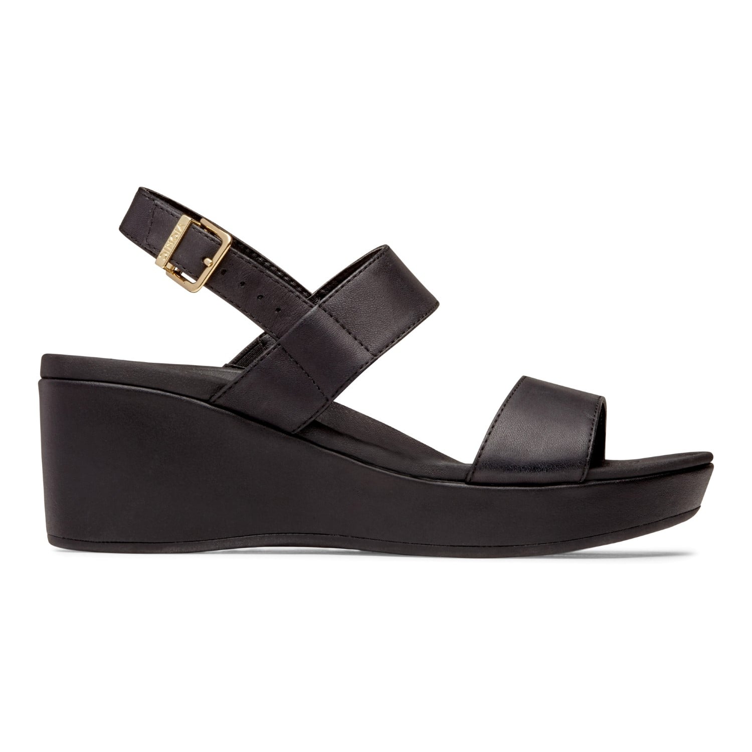 Vionic Lovell Women's Adjustable Strap Wedge Sandal - Black - 4 right view