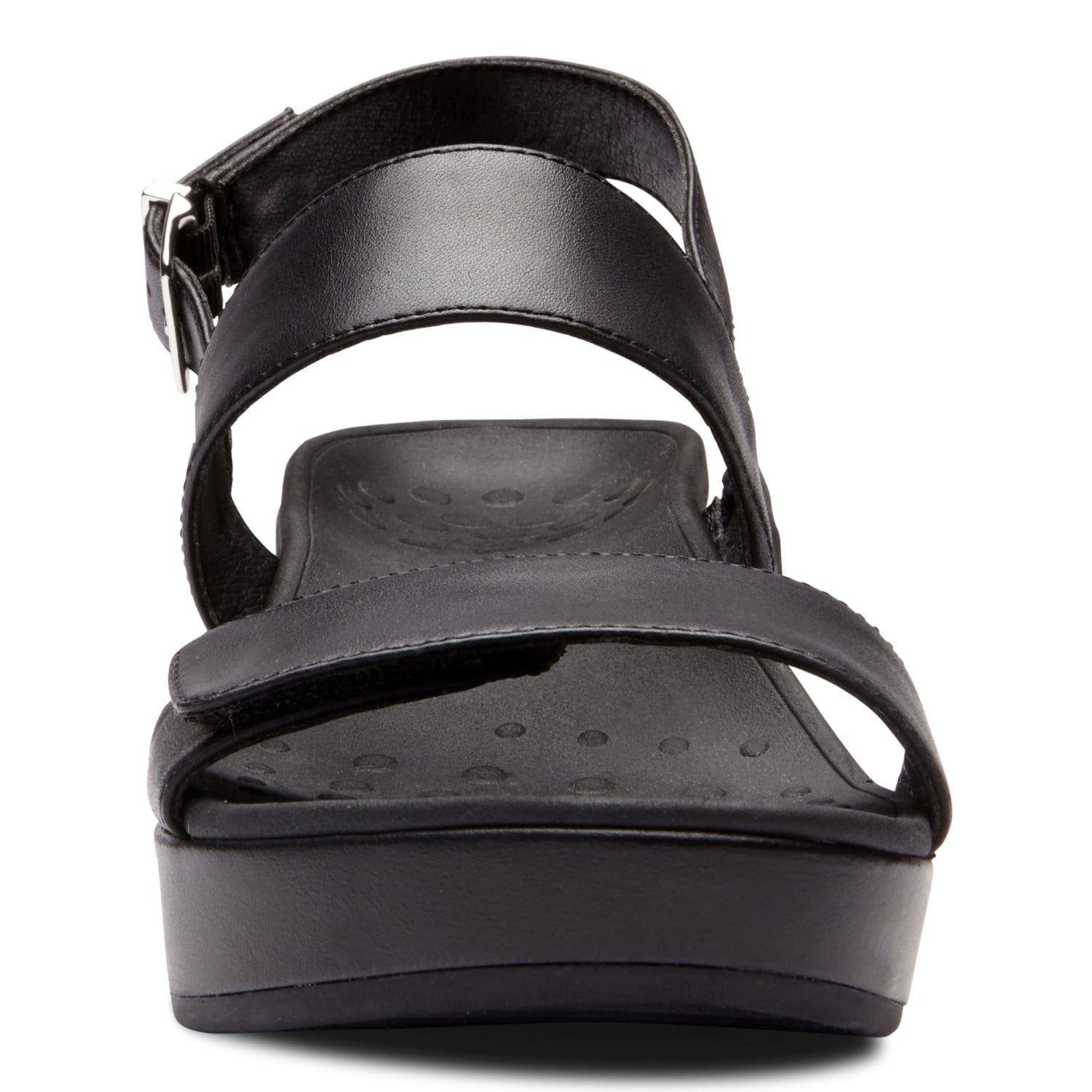 Vionic Lovell Women's Adjustable Strap Wedge Sandal - Black - 6 front view