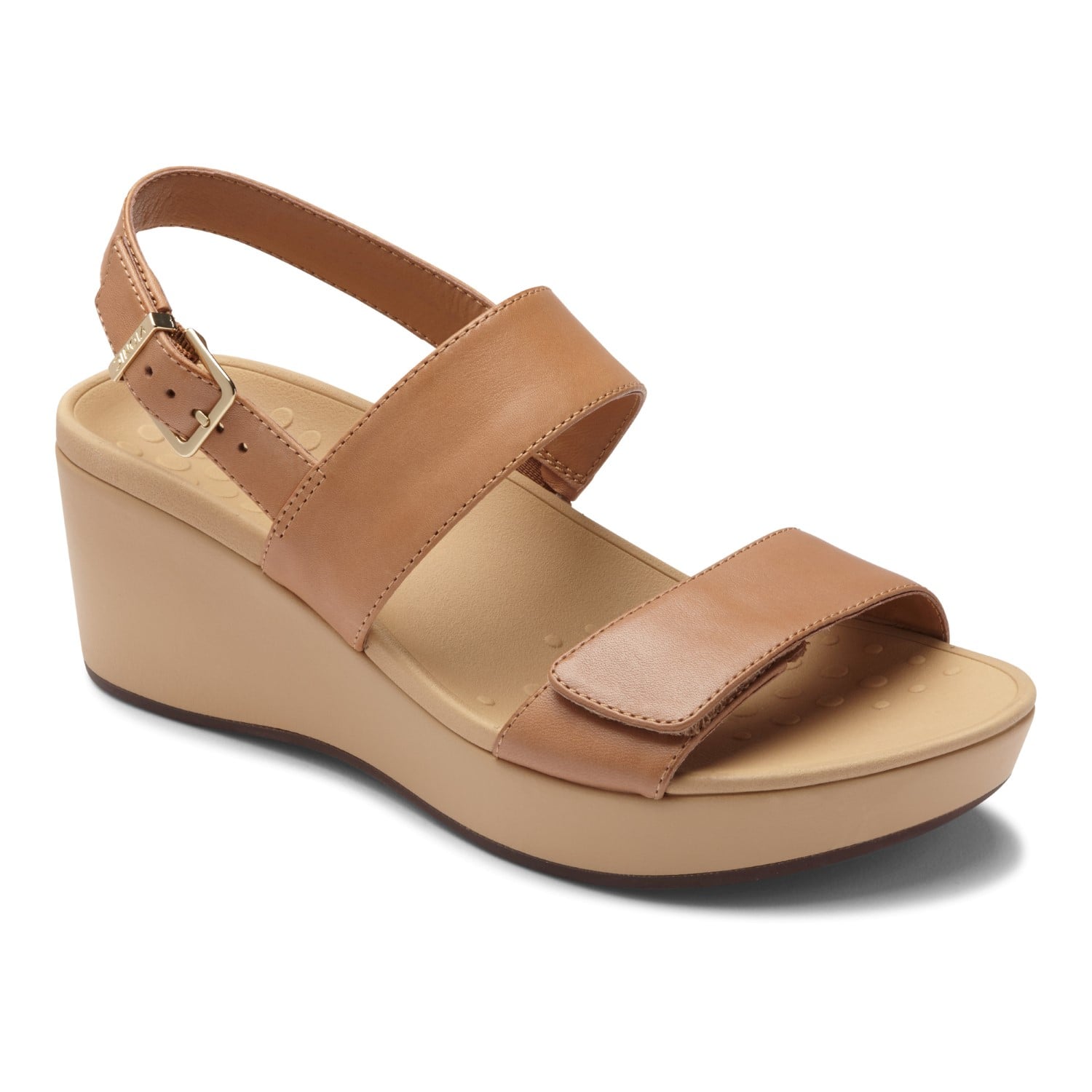 Vionic Lovell Women's Adjustable Strap Wedge Sandal - Tan - 1 main view