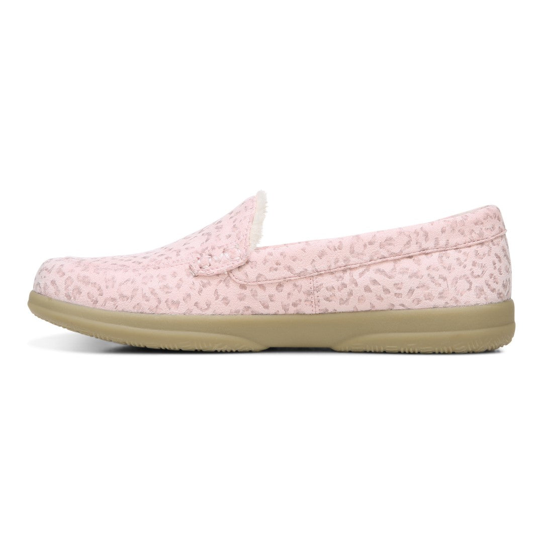 Vionic Lynez Women's Supportive Slipper - Pink Leopard Print - Left Side