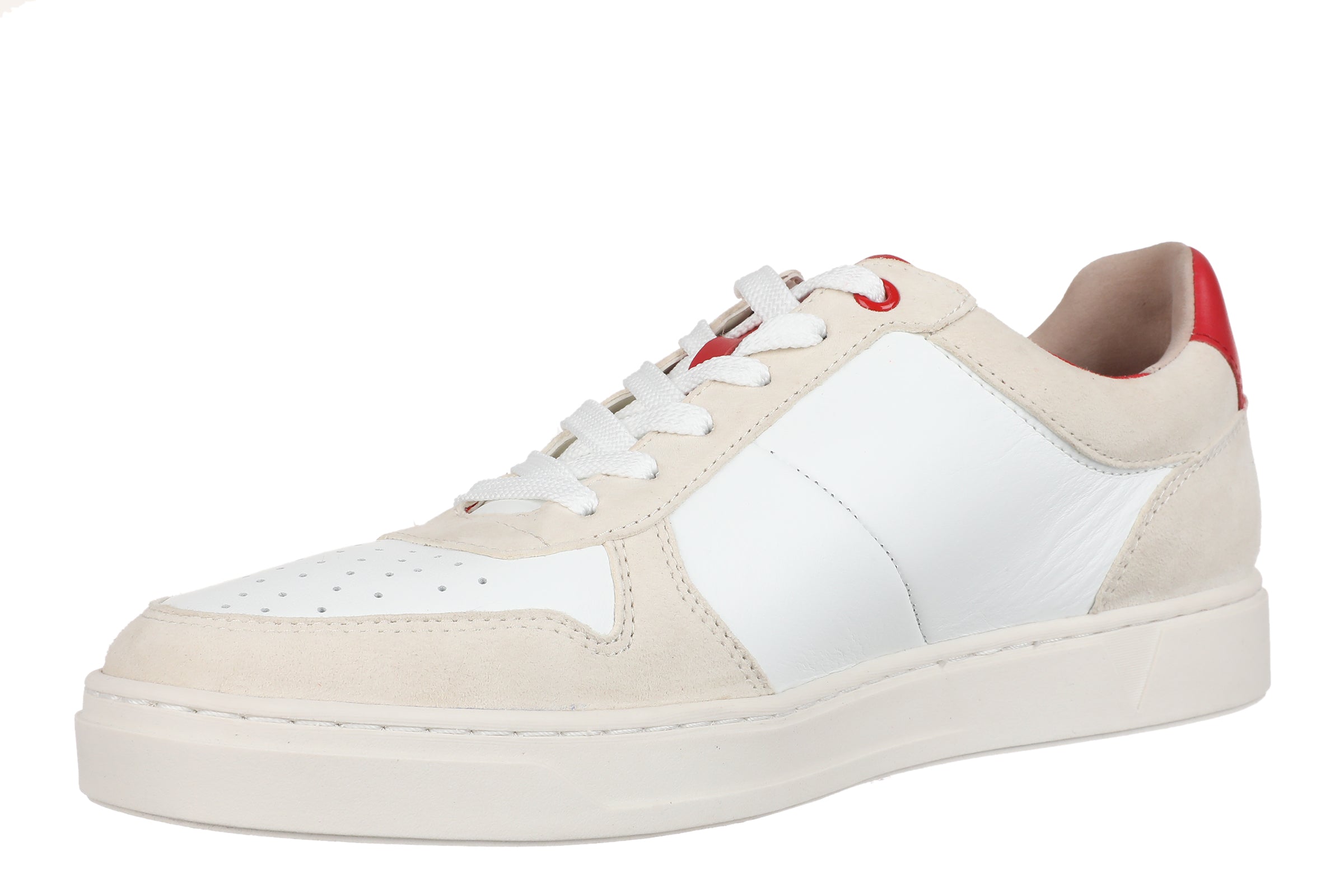 Vionic Lucas Court - Men's Casual Comfort Sneaker - Cream/ Red - Red-2