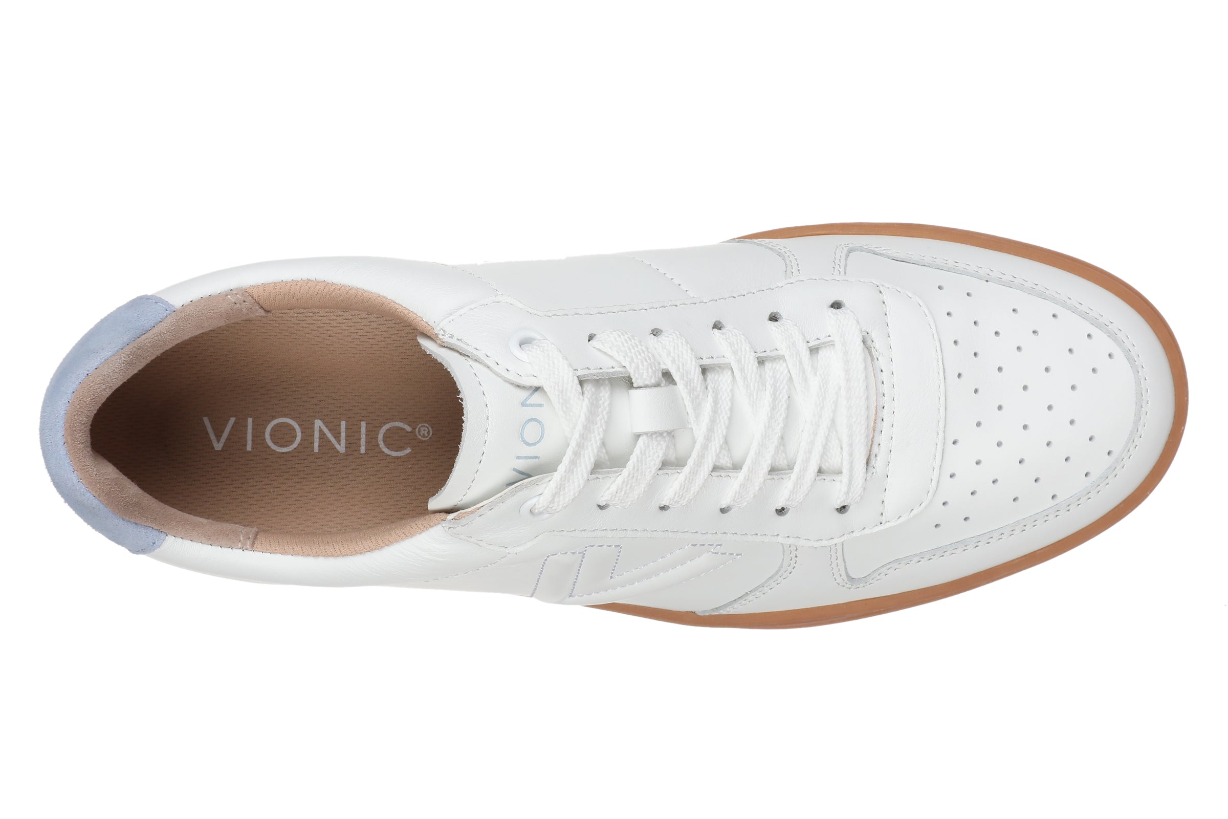 Vionic Lucas Court - Men's Casual Comfort Sneaker - White/ Skyway Blue - Blue-3