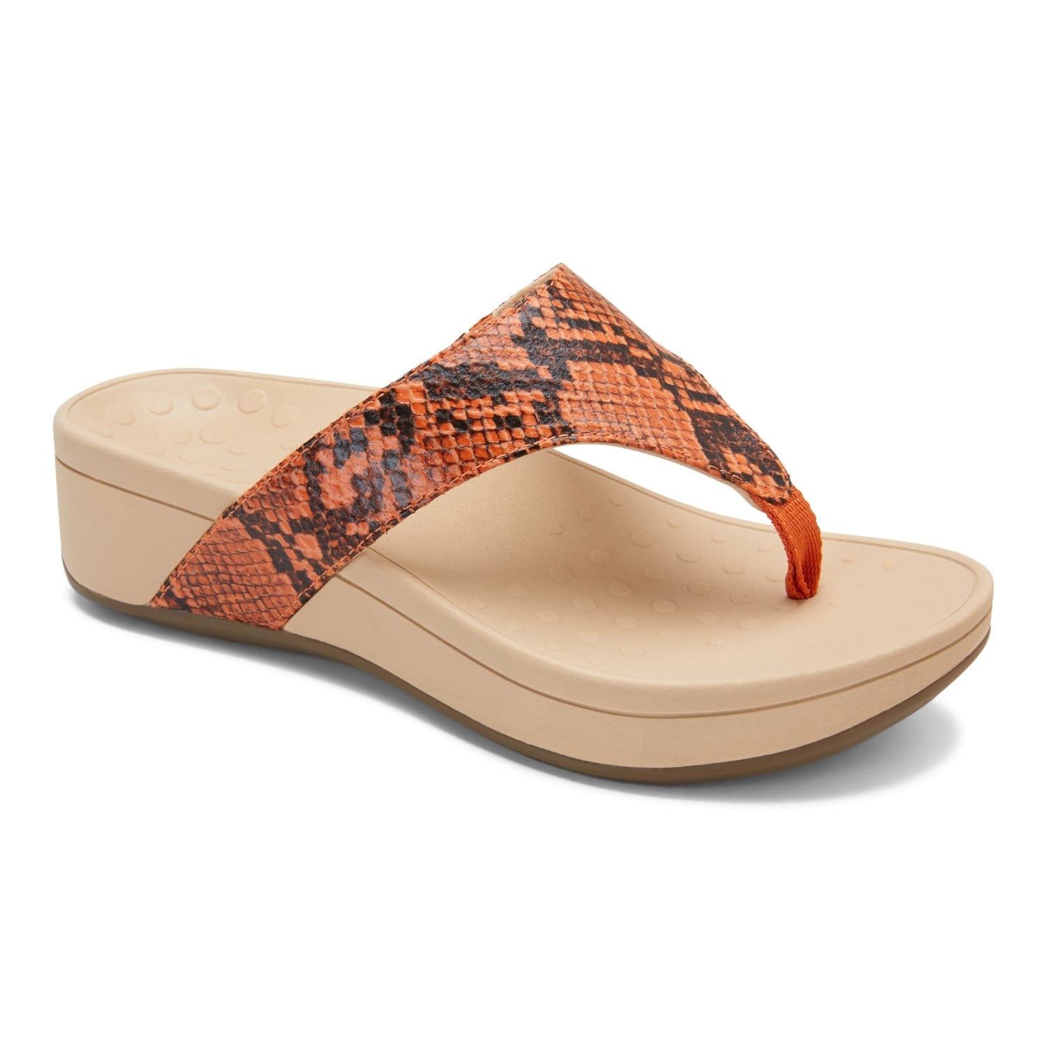 Vionic Pacific Naples - Women's Platform Sandal - Clementine Snake 1 profile view